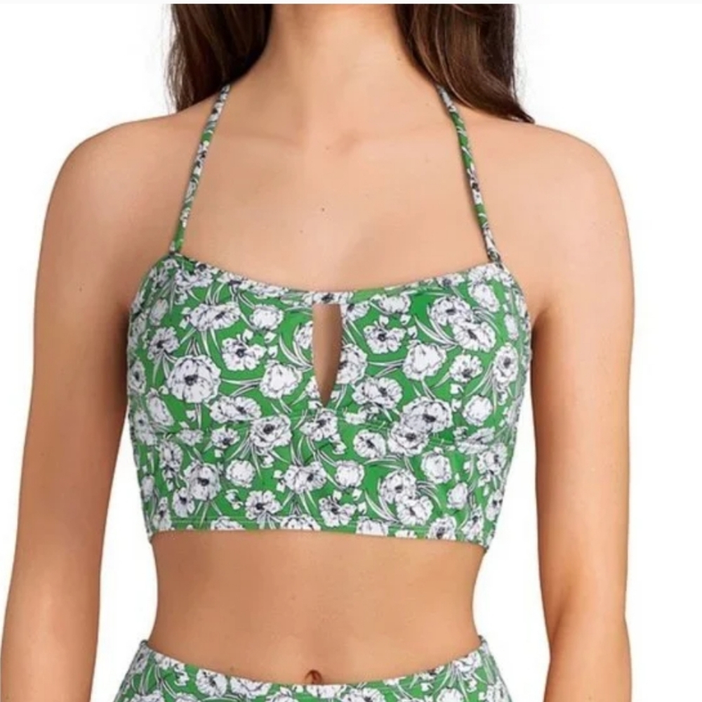 NWT Cremieux 2 piece swimsuit. Size L green & white.